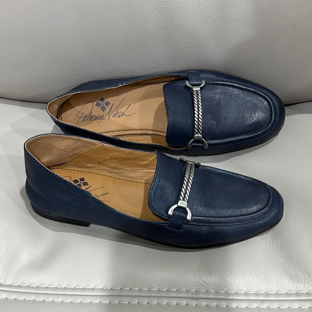 Patricia Nash FIA Horsebit Women Loafer Shoes sz 16 Navy Blue Leather Slip On